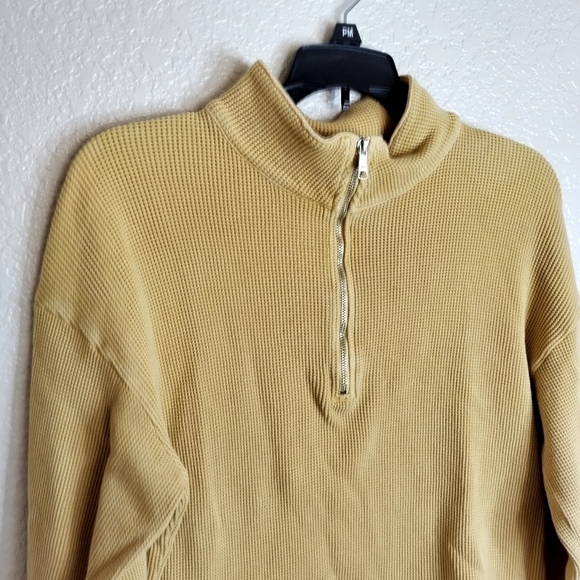 Madewell MWL Waffle Half-Zip Shirttail Sweatshirt sz Xs - Picture 3 of 8